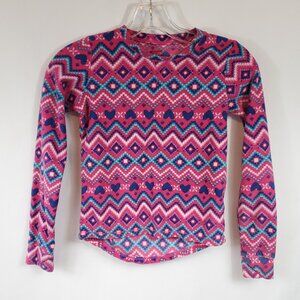 Climate Right Girls Fleece Dark Pink Lng Slv Soft & Warm Heart Pattern Shirt Med